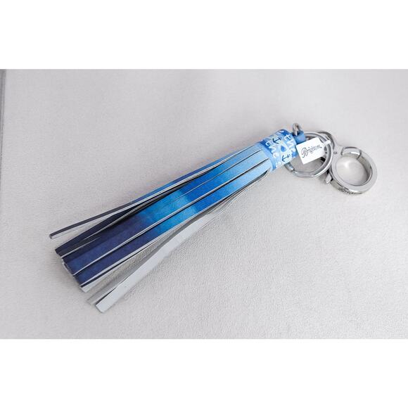 Brighton Sea Meets Sky Large Bag Tassel Key Ring Blue NWT 8" Faux Leather Charm - Picture 2 of 4
